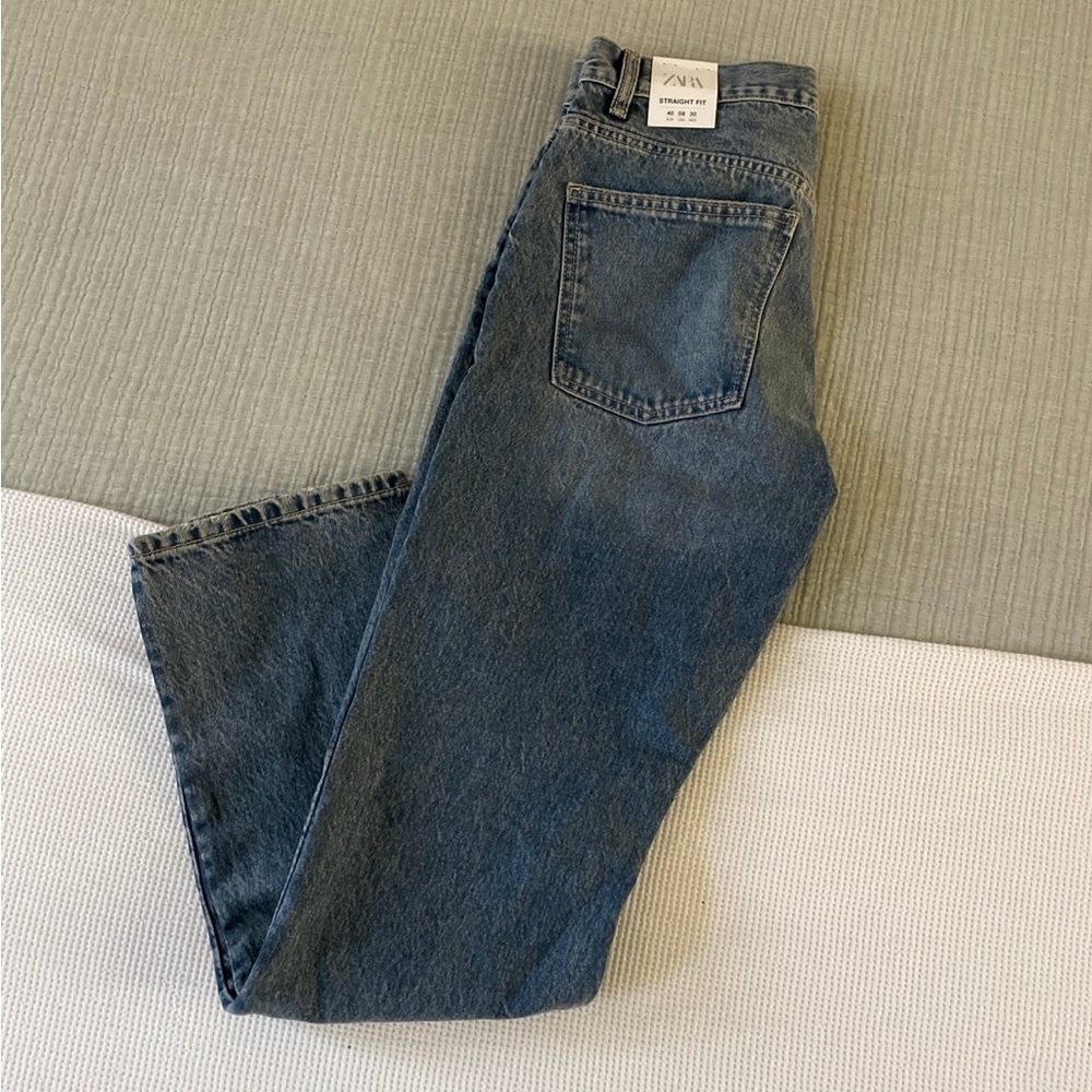 Zara Women's Straight Leg Jeans - Blue